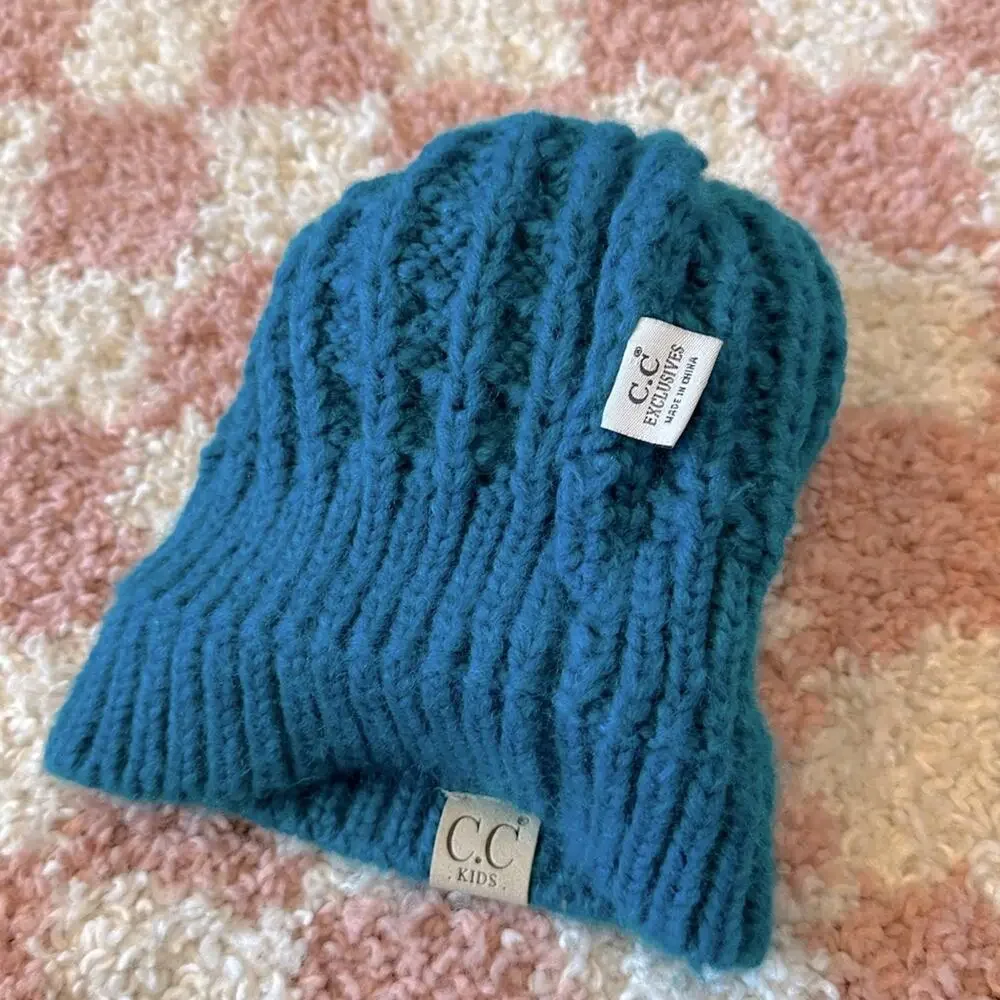 C.C KIDS Cable Knit Double Pom Beanie Winter Hat
